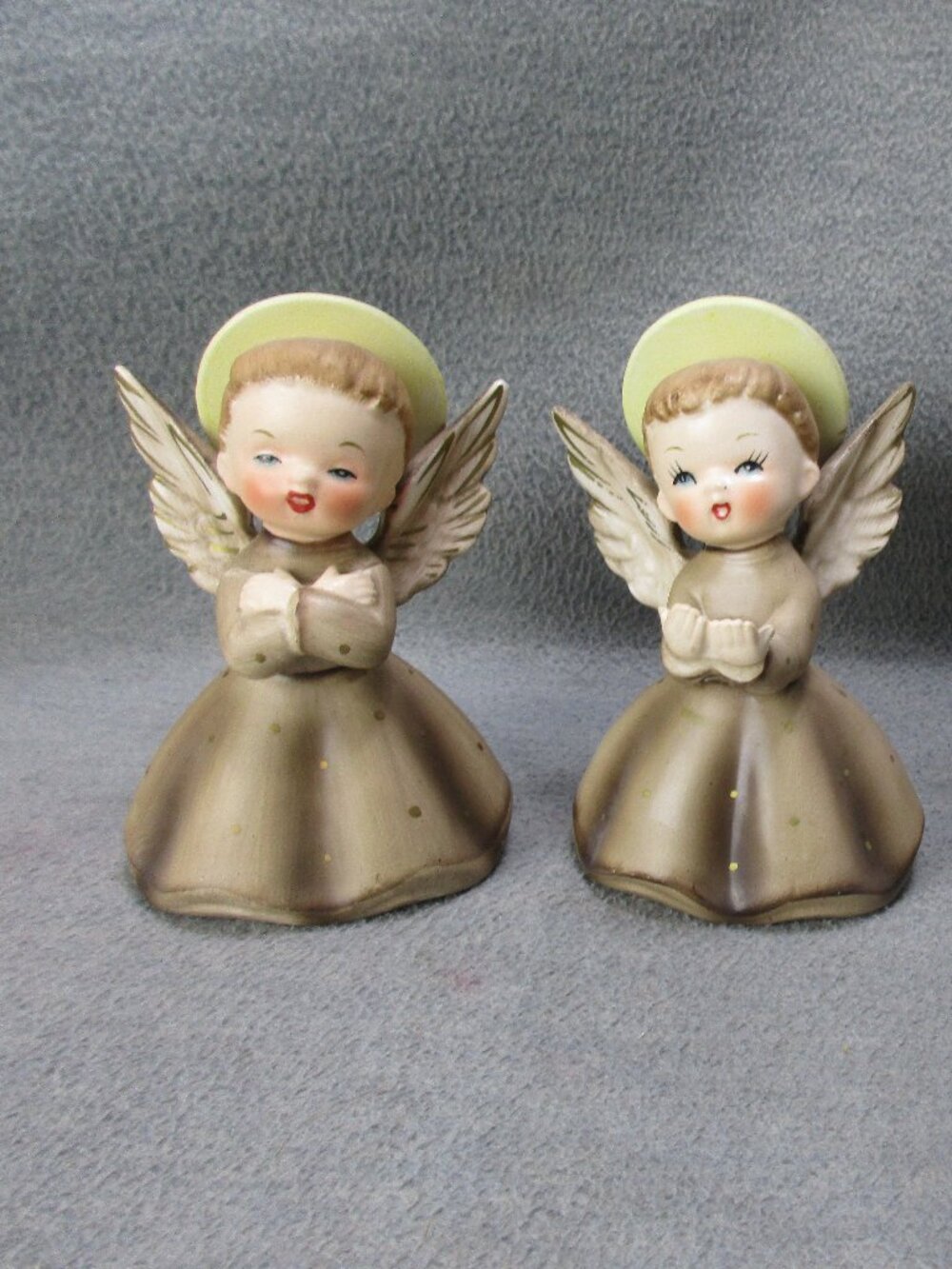 Napco Vintage Ceramic Hand Painted Christmas Angel Figurine Set of 3